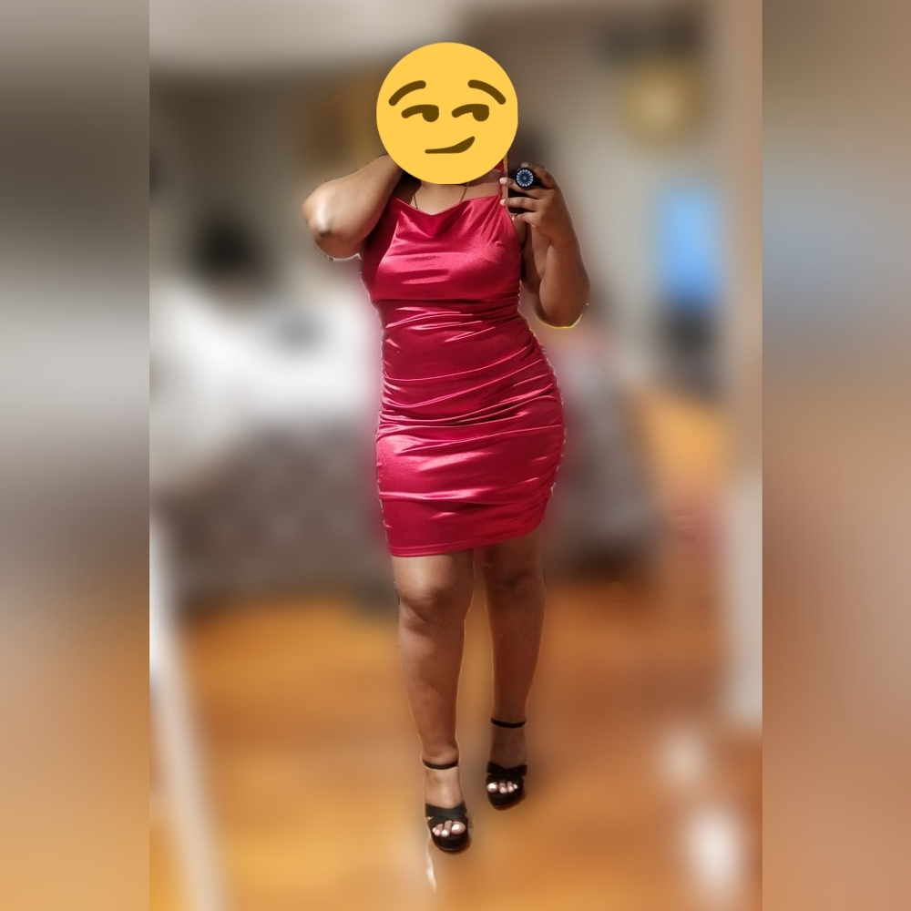 Satin Ruched Mini Dress - Picture 4 of 4